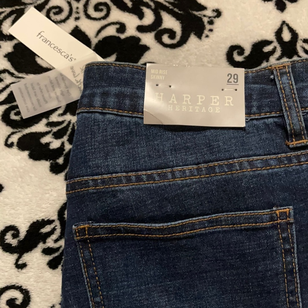 Dark wash Harper Heritage mid rise skinny jeans